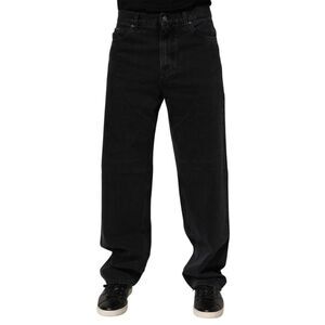 Dolce & Gabbana Black Cotton Logo Men Mid Waist Denim Men's Jeans